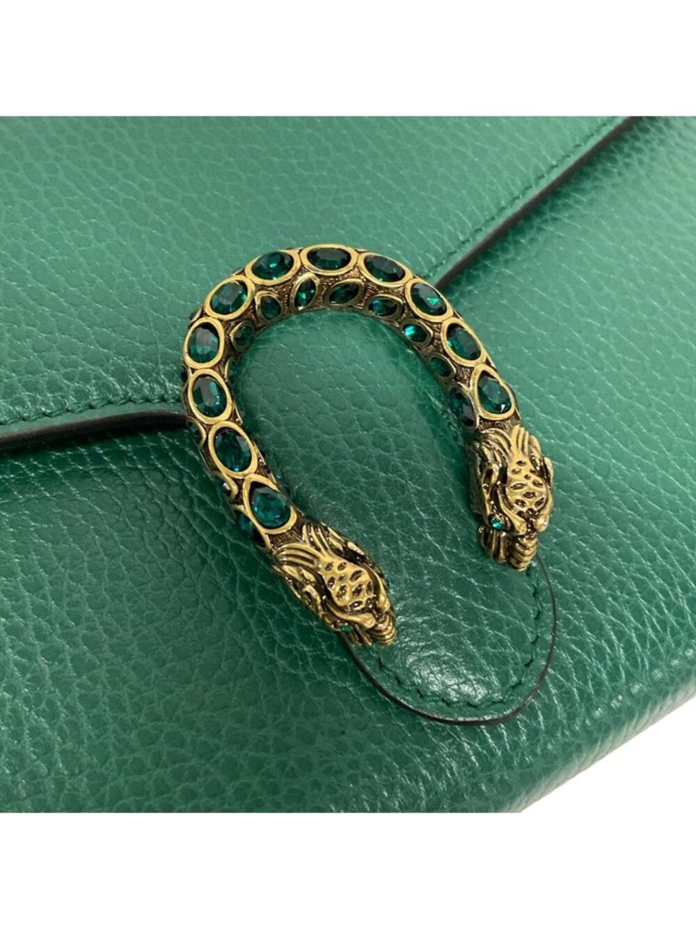 Gucci Shoulder Bag Dionysus Green Chain Removable Strap Line Stone Leather - Picture 15 of 15